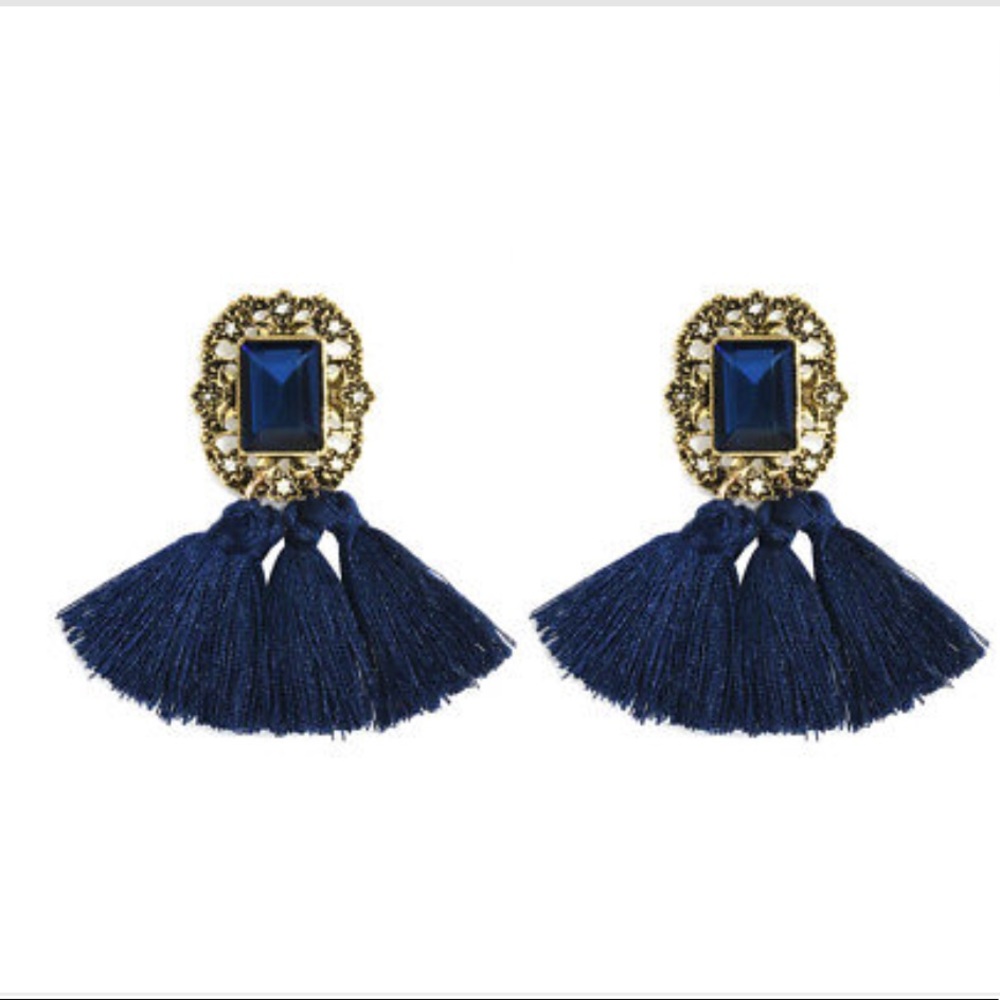 Vintage BLUE Tasseled Earrings